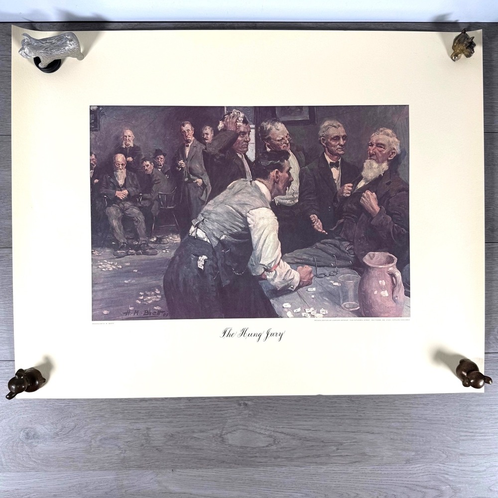 Lawyers Artshop The Hung Jury H.M. Brett Vintage Lithograph Print 25x19 1909 USA